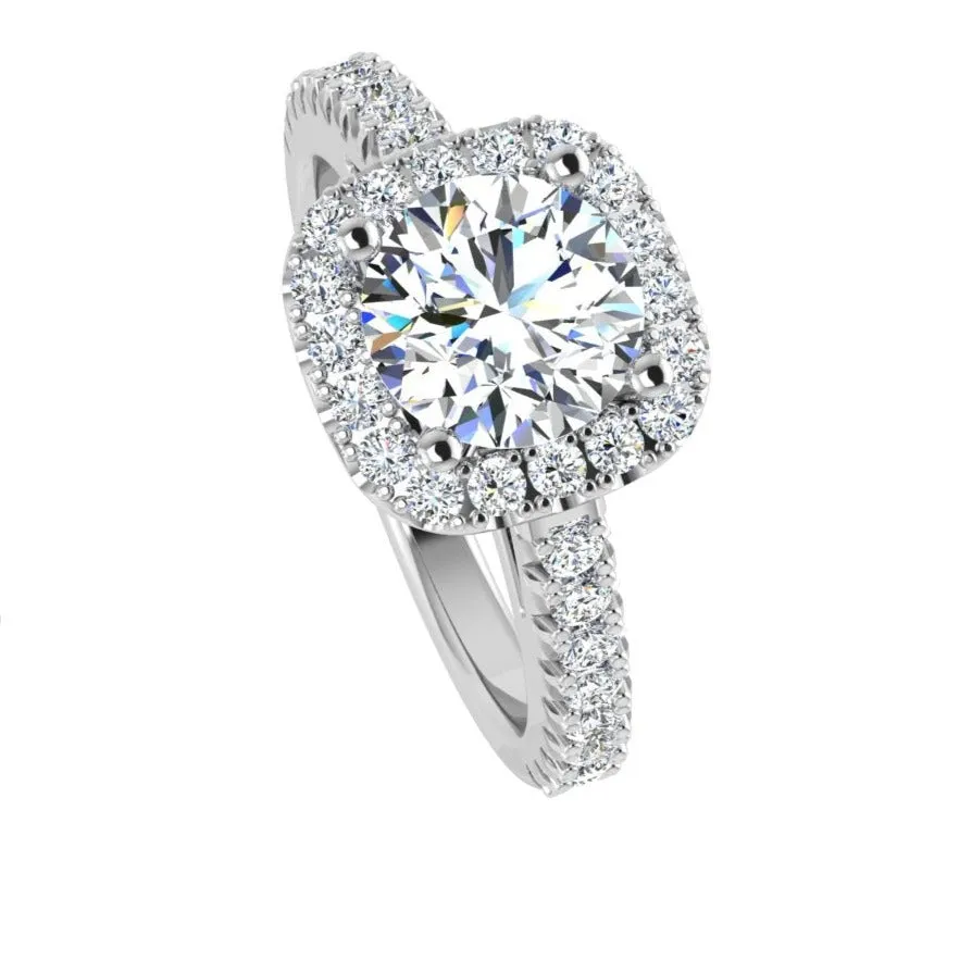 0.45ct. Round diamond cushion halo Engagement Ring