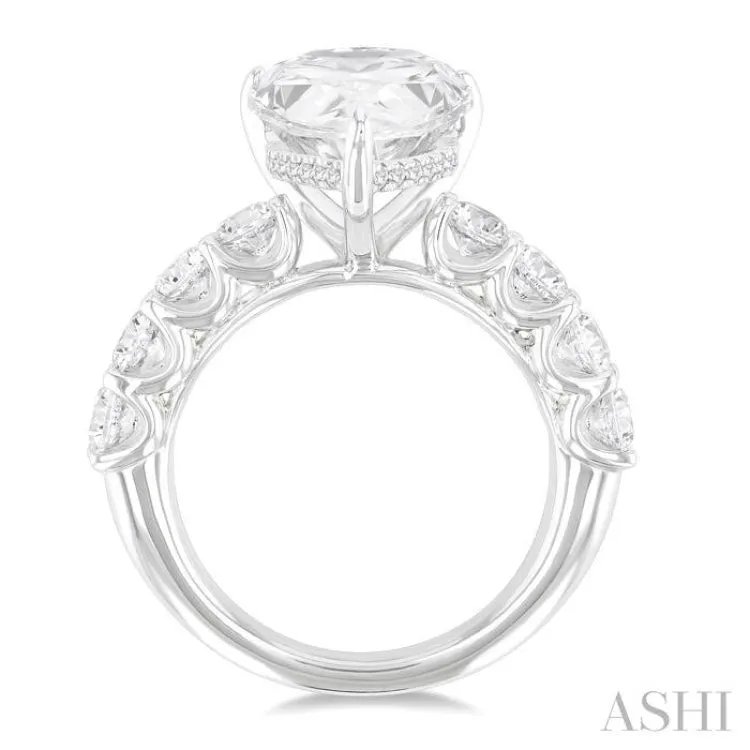 1 1/3 Ctw Pear Shape Round Cut Diamond Semi Mount Engagement Ring in 14K White Gold