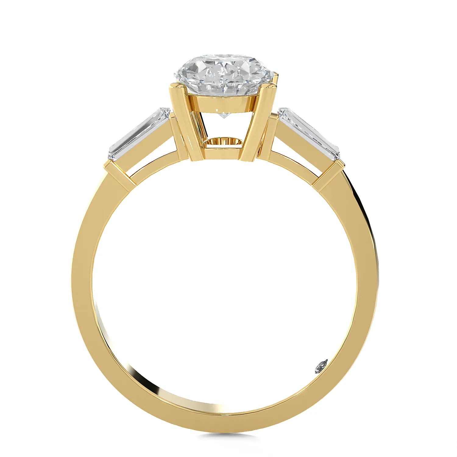 1 3/4 ctw Oval with Tapered Baguette Three Stone Lab Grown Diamond Ring