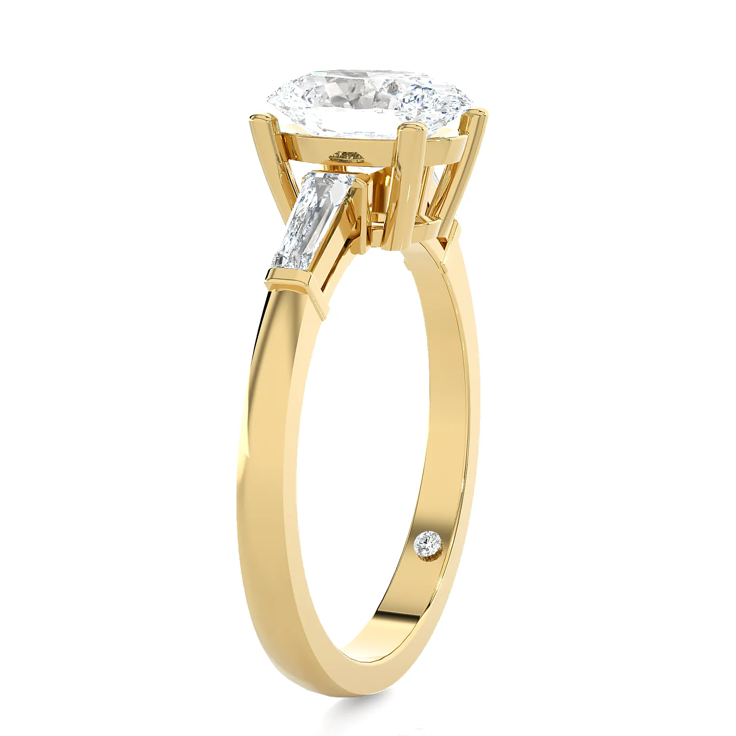 1 3/4 ctw Oval with Tapered Baguette Three Stone Lab Grown Diamond Ring