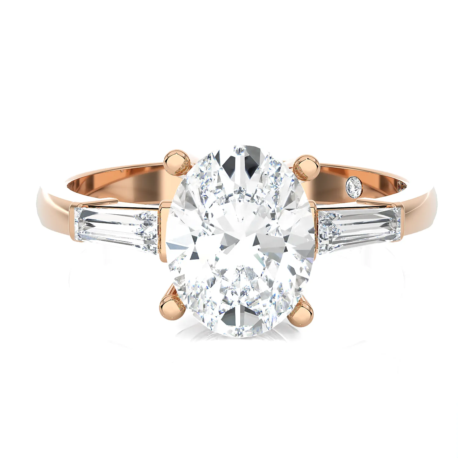 1 3/4 ctw Oval with Tapered Baguette Three Stone Lab Grown Diamond Ring