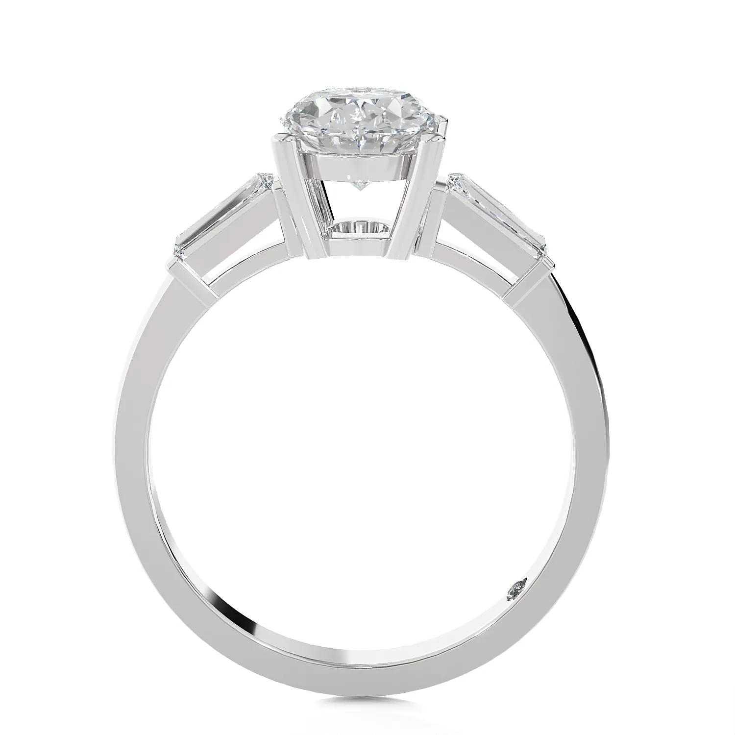 1 3/4 ctw Oval with Tapered Baguette Three Stone Lab Grown Diamond Ring