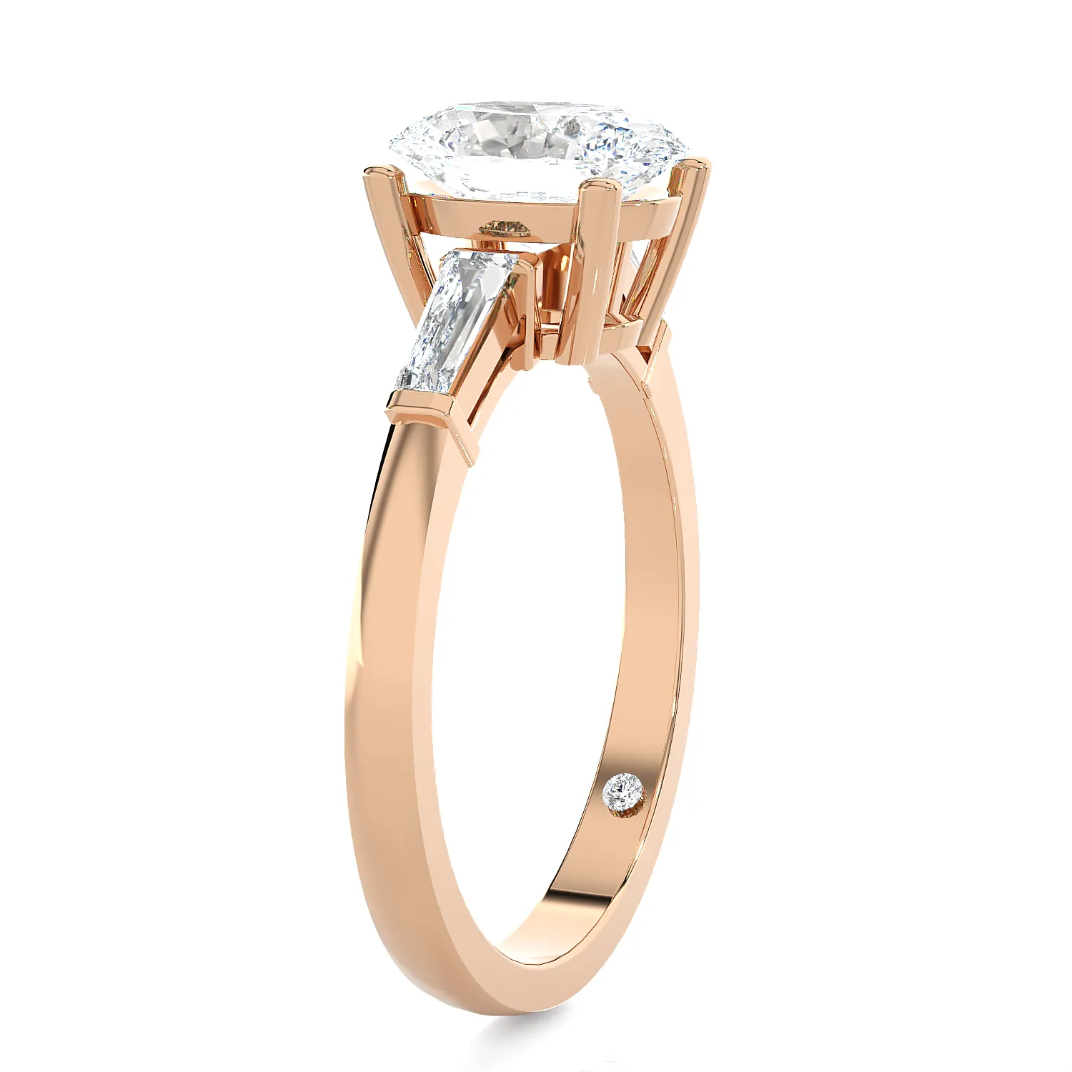 1 3/4 ctw Oval with Tapered Baguette Three Stone Lab Grown Diamond Ring