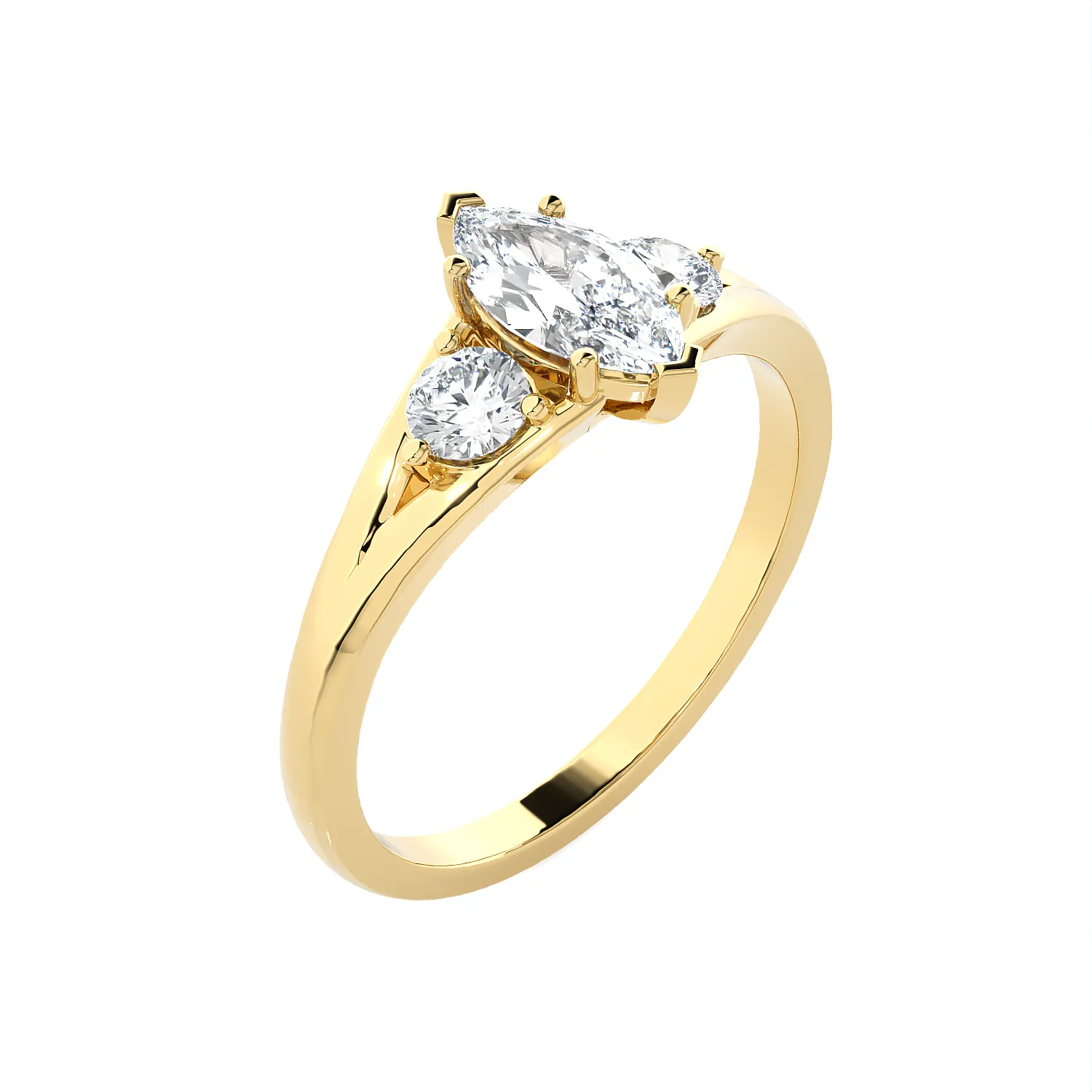 1 ctw Marquise with Round 3 Stone Lab Grown Diamond Ring