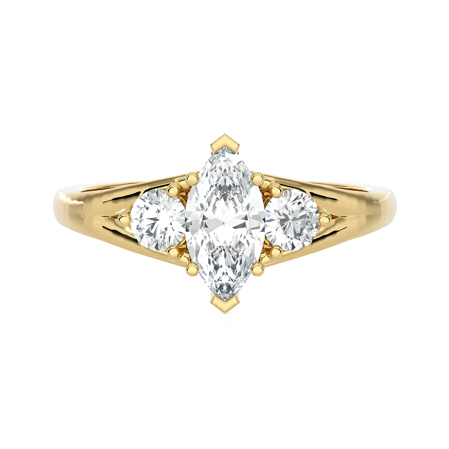 1 ctw Marquise with Round 3 Stone Lab Grown Diamond Ring