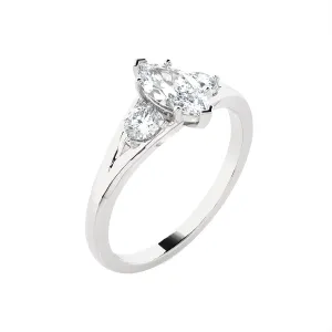 1 ctw Marquise with Round 3 Stone Lab Grown Diamond Ring