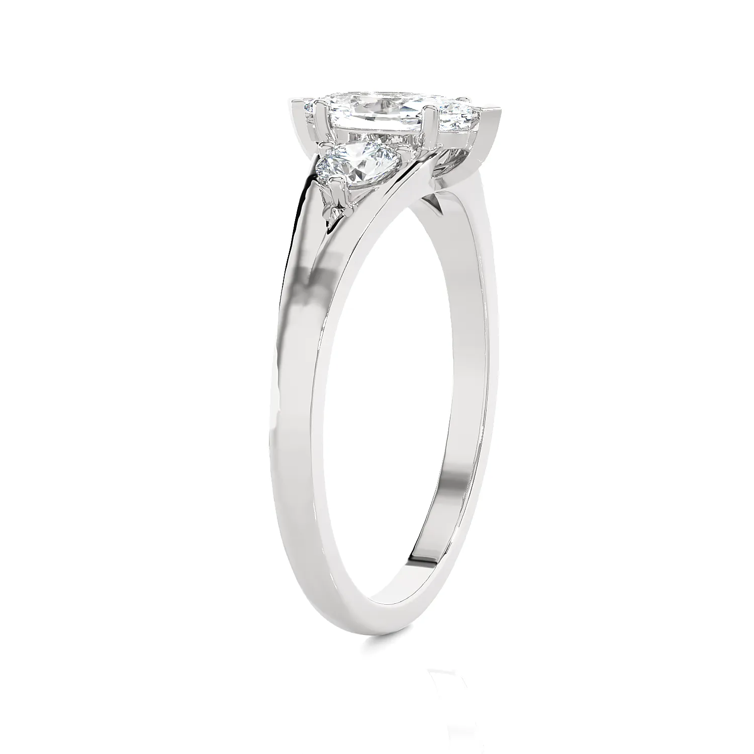 1 ctw Marquise with Round 3 Stone Lab Grown Diamond Ring