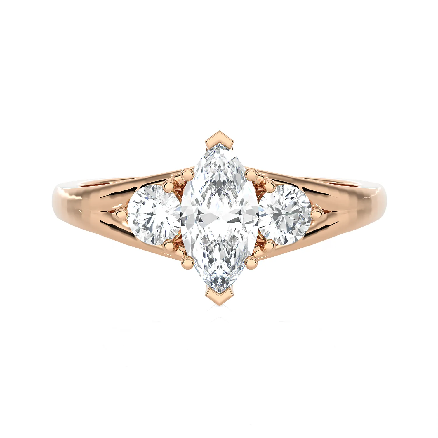 1 ctw Marquise with Round 3 Stone Lab Grown Diamond Ring