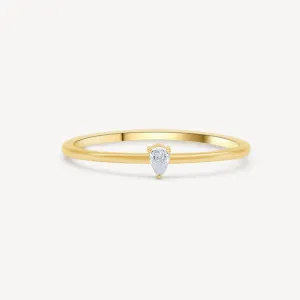 10k Gold Single Band Pear Diamond Engagement Ring