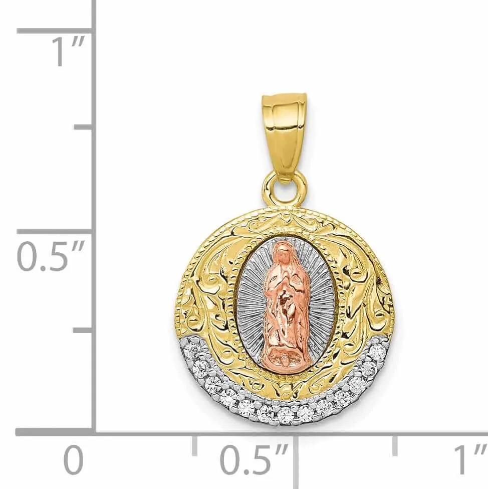 10k Two Tone Gold Lady Of Guadalupe Pendant