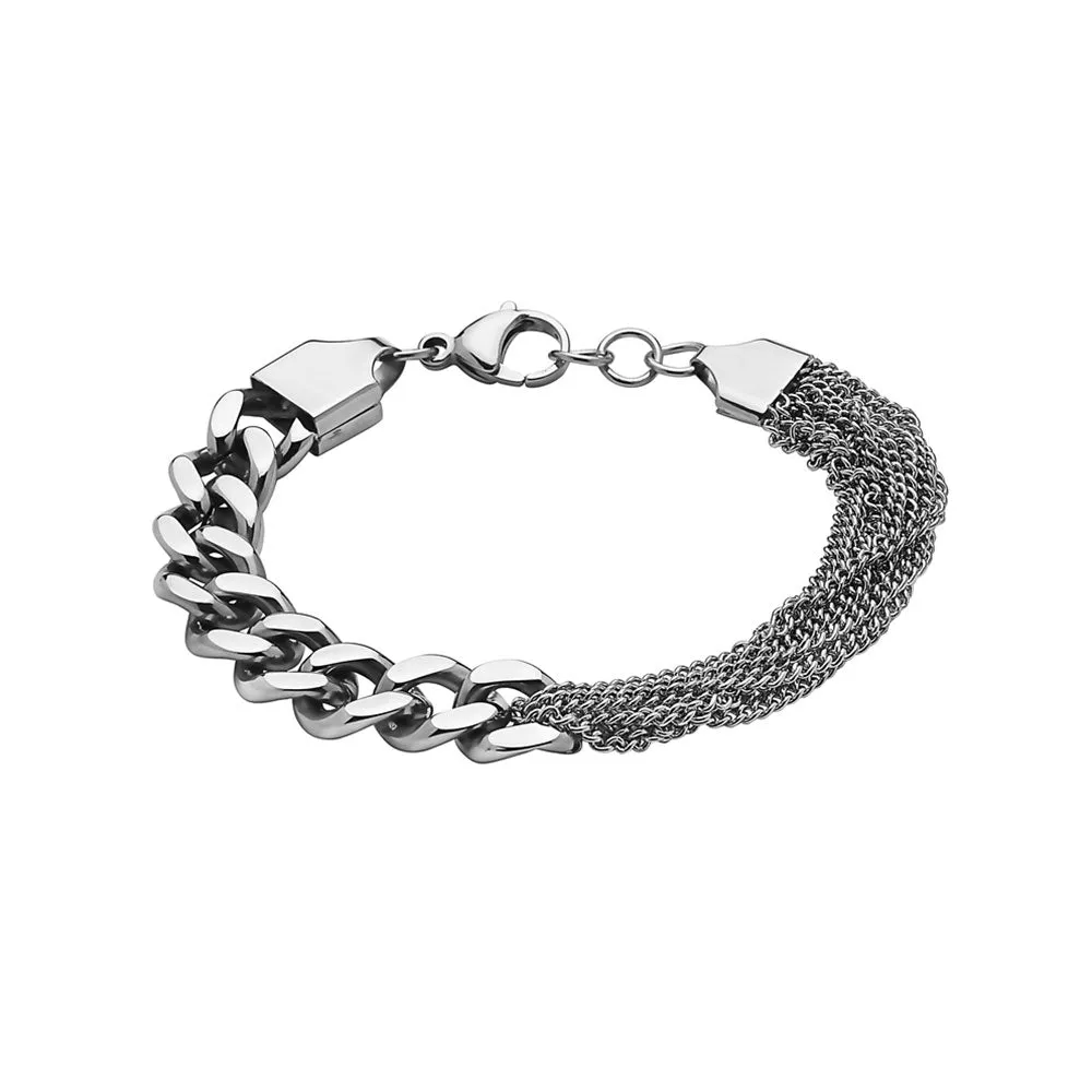 10MM CURB LINK CHAIN AND HALF SMALL CHAIN BRACELET