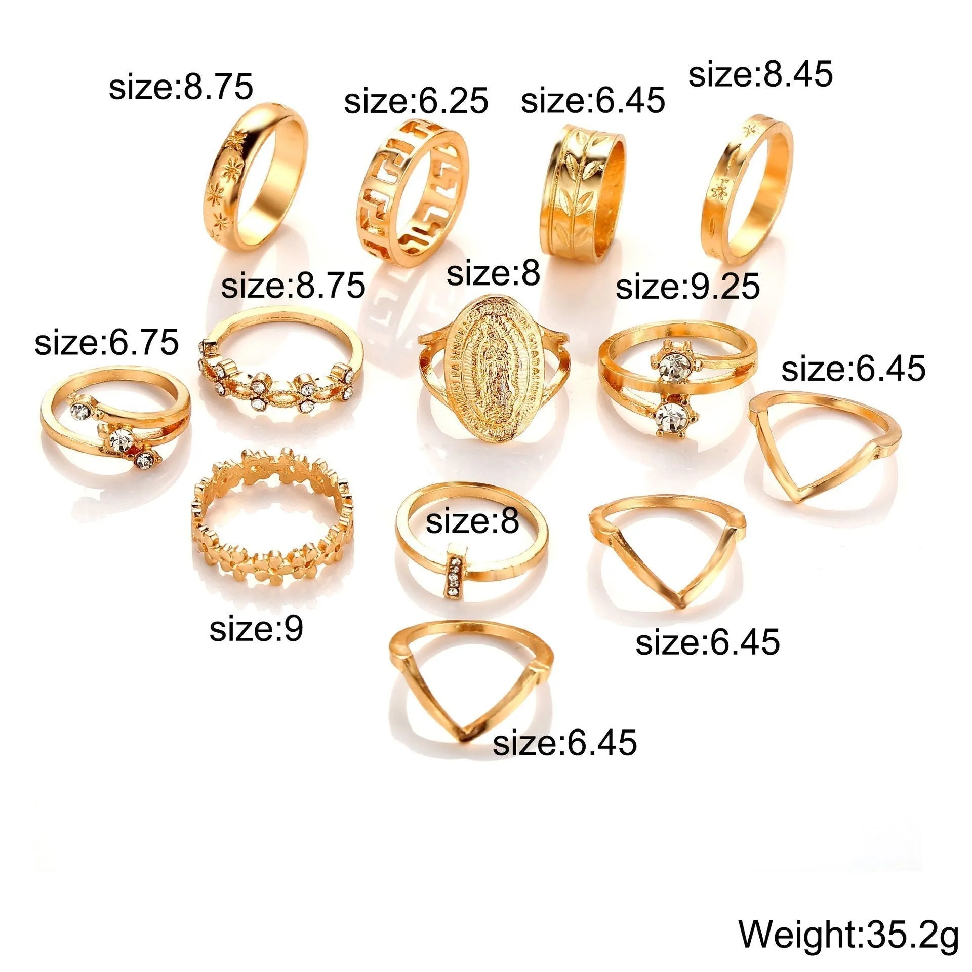 13-Piece Medallion Ring Set with Austrian Crystals