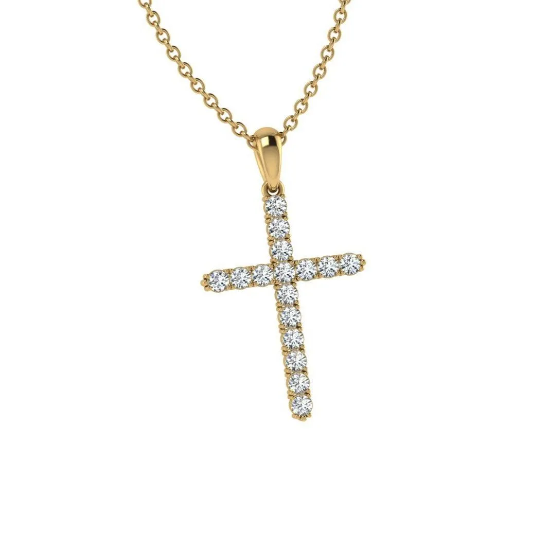 14k Gold Diamond Cross Pendant