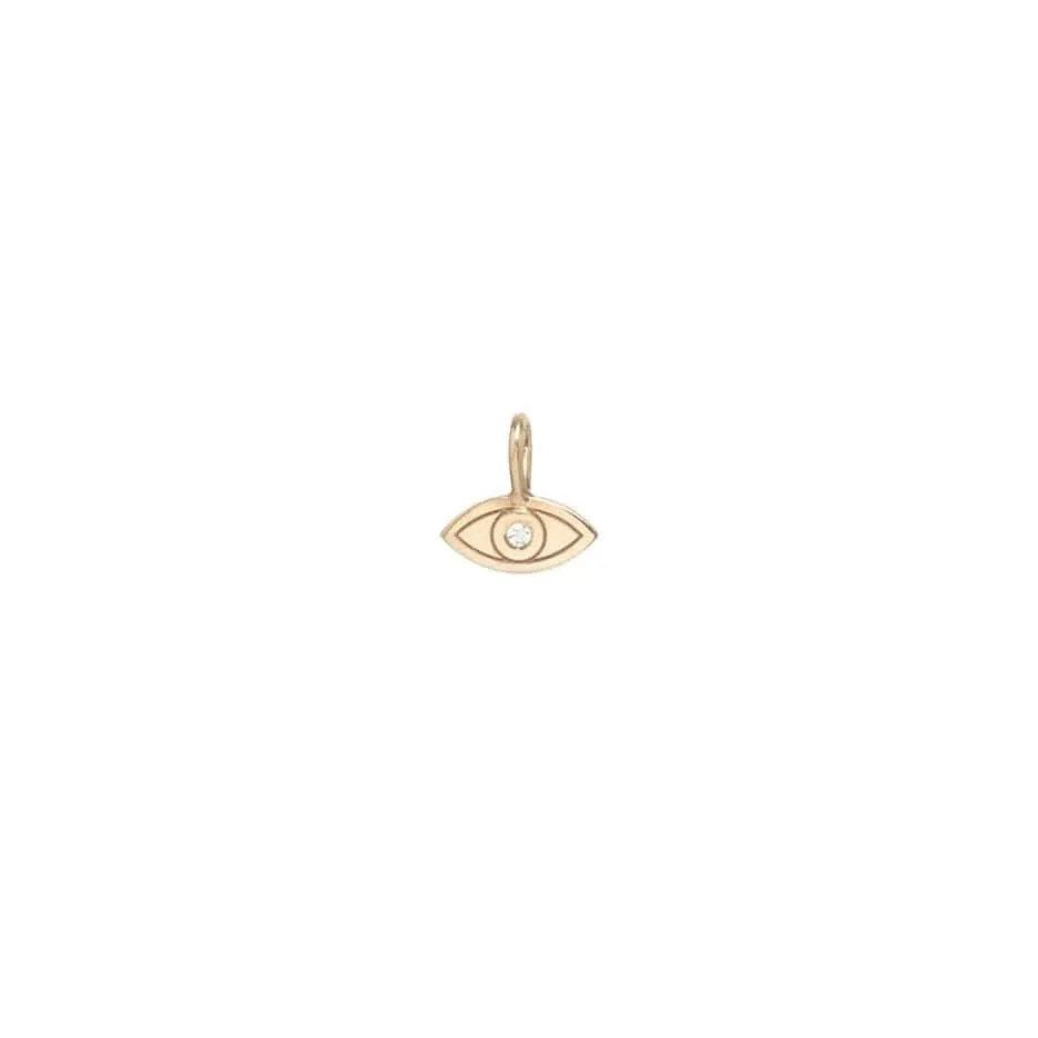 14K GOLD MIDI BITTY EVIL EYE WITH SINGLE DIAMOND CHARM