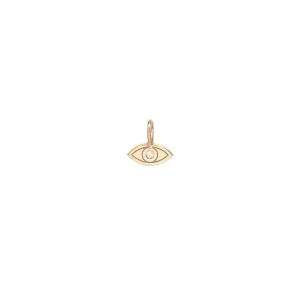 14K GOLD MIDI BITTY EVIL EYE WITH SINGLE DIAMOND CHARM