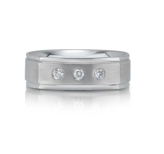 14k White Gold 0.15 Carat Diamond Wedding Band