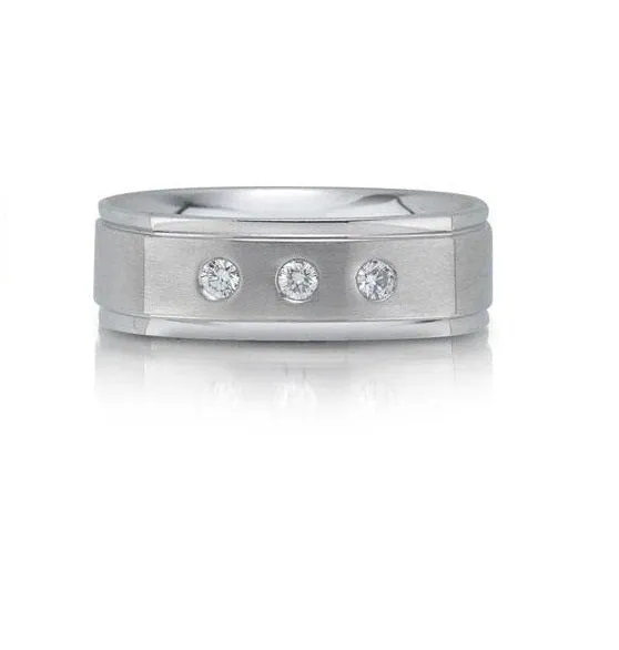 14k White Gold 0.15 Carat Diamond Wedding Band