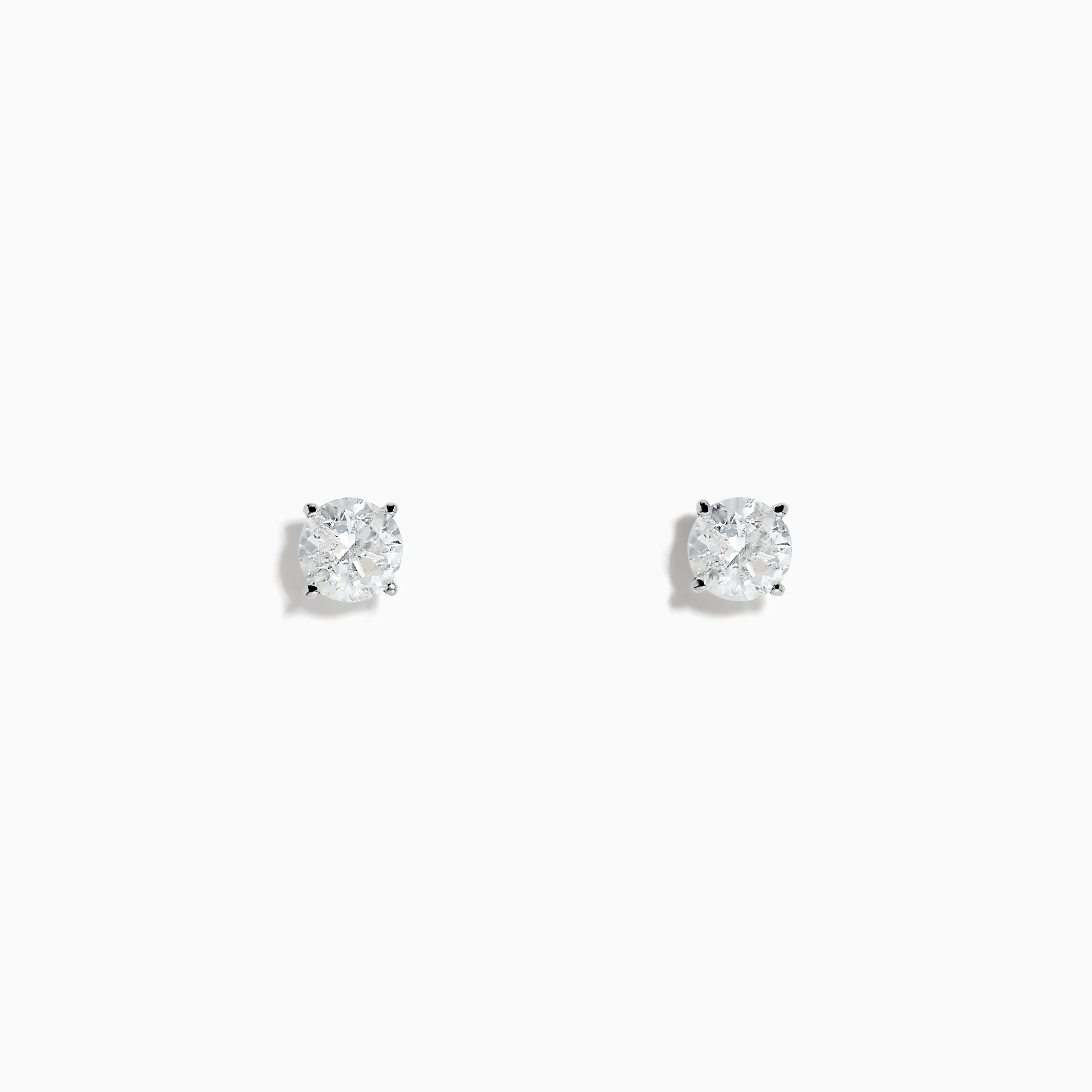 14K White Gold Diamond Solitaire Stud Earrings, 1.0 TCW