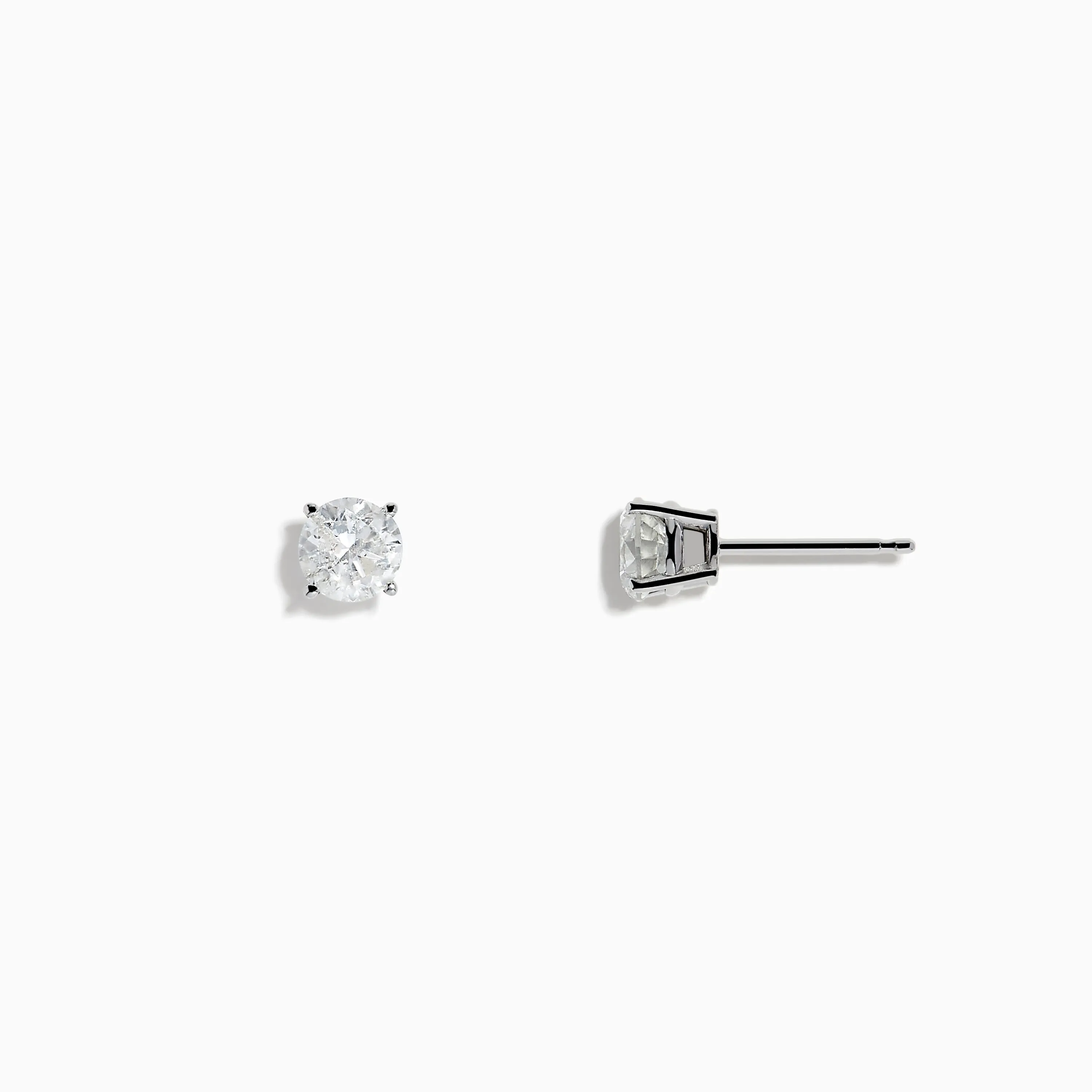 14K White Gold Diamond Solitaire Stud Earrings, 1.0 TCW