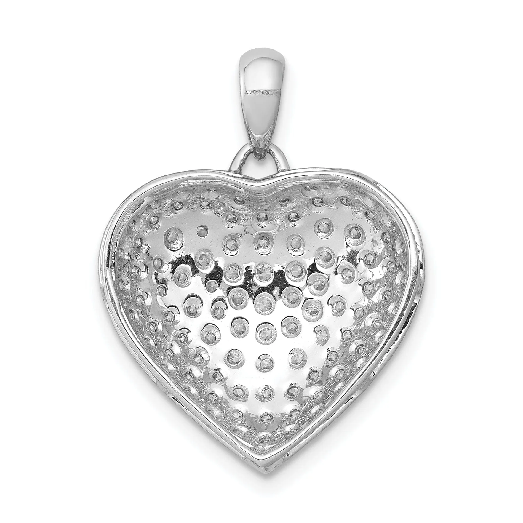 14k White Gold Open Back Polished Finish 1-CT Diamond Fancy Heart Shape Design Charm Pendant