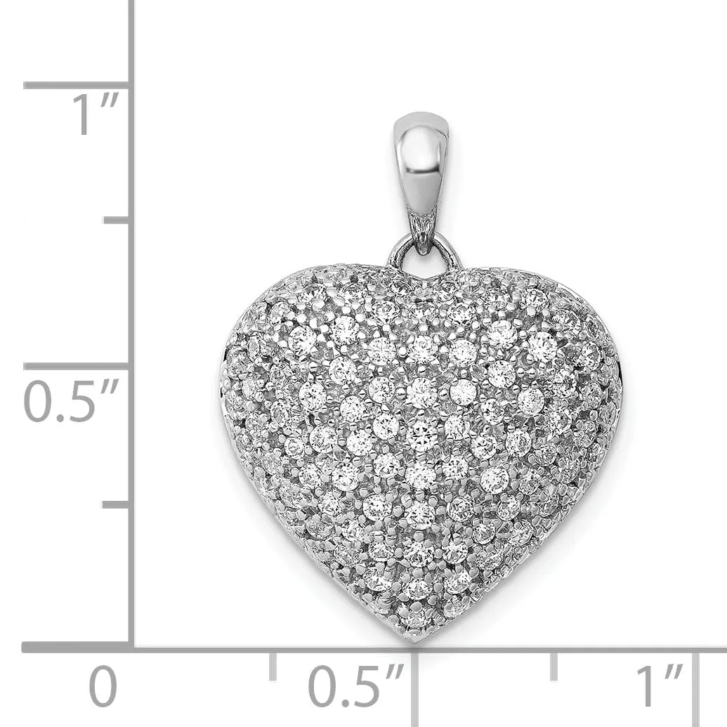 14k White Gold Open Back Polished Finish 1-CT Diamond Fancy Heart Shape Design Charm Pendant