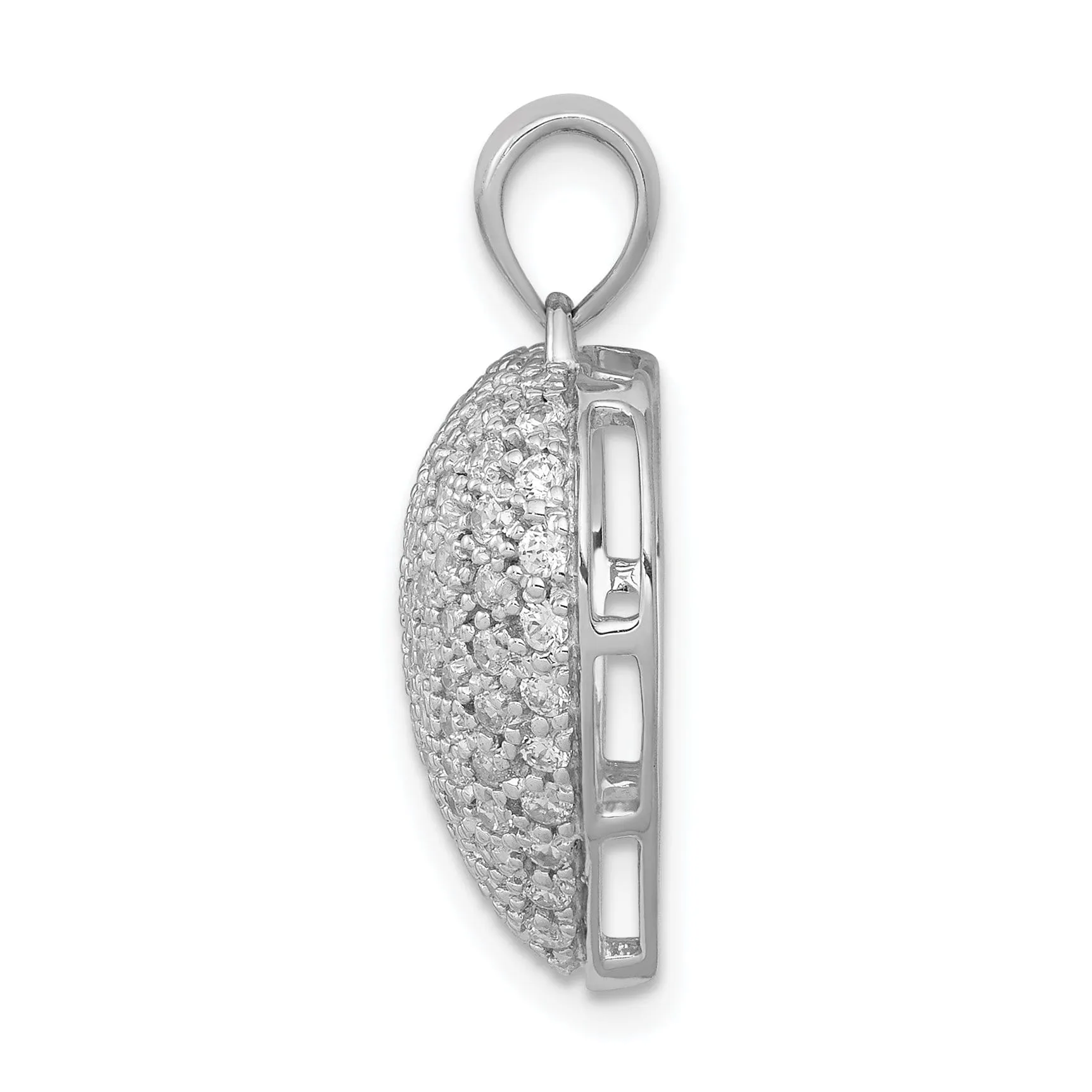 14k White Gold Open Back Polished Finish 1-CT Diamond Fancy Heart Shape Design Charm Pendant