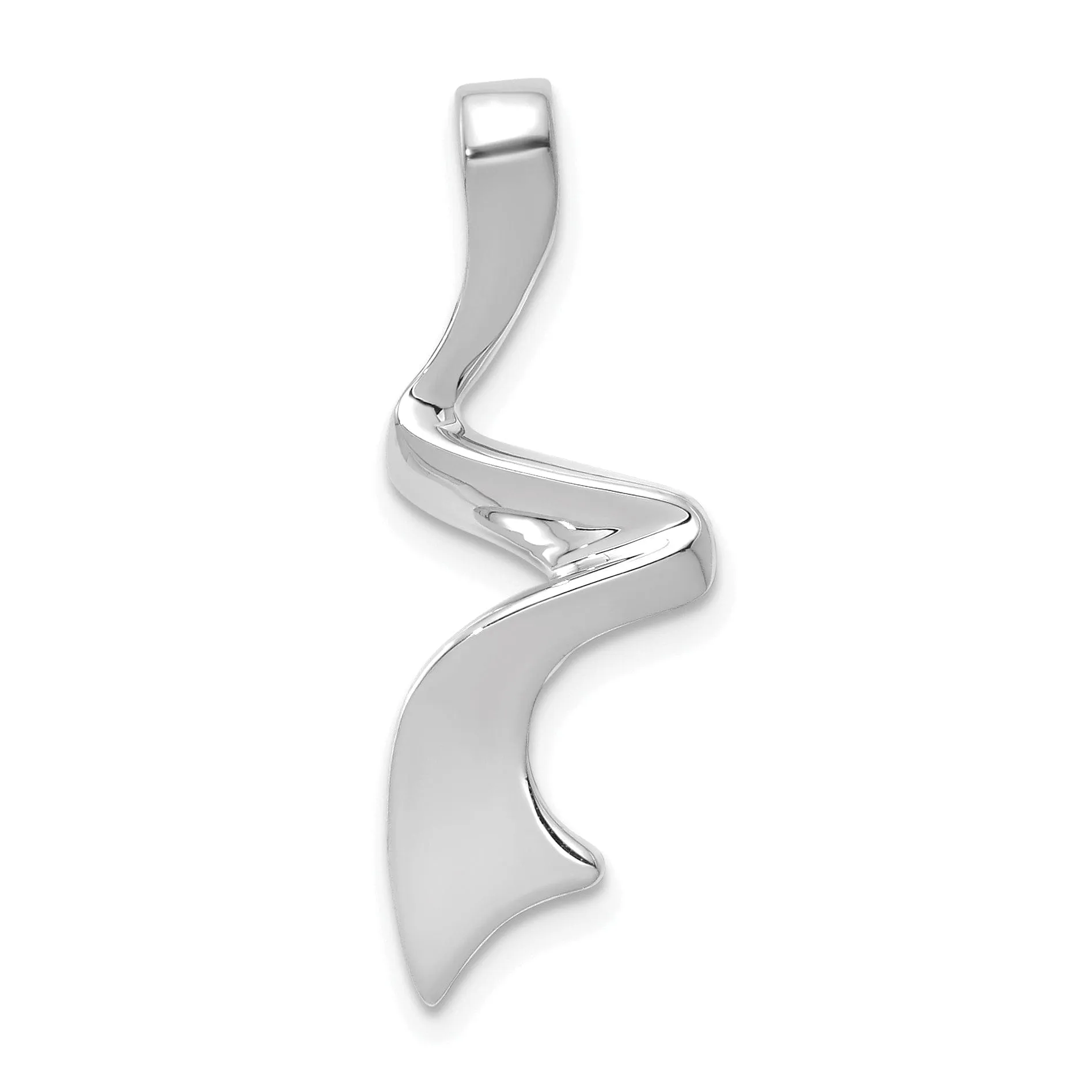 14k White Gold Polished Finish Solid Swirl Design Omega Slide Pendant fits upto 6 mm Omega