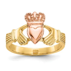 14kt two tone gold ladies claddagh ring