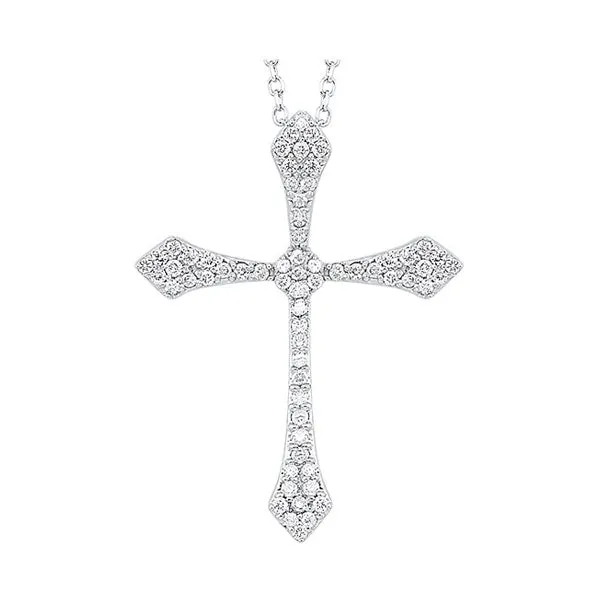 14KT White Gold & Diamond Classic Book Cross Pendants Neckwear Pendant   - 1/4 ctw