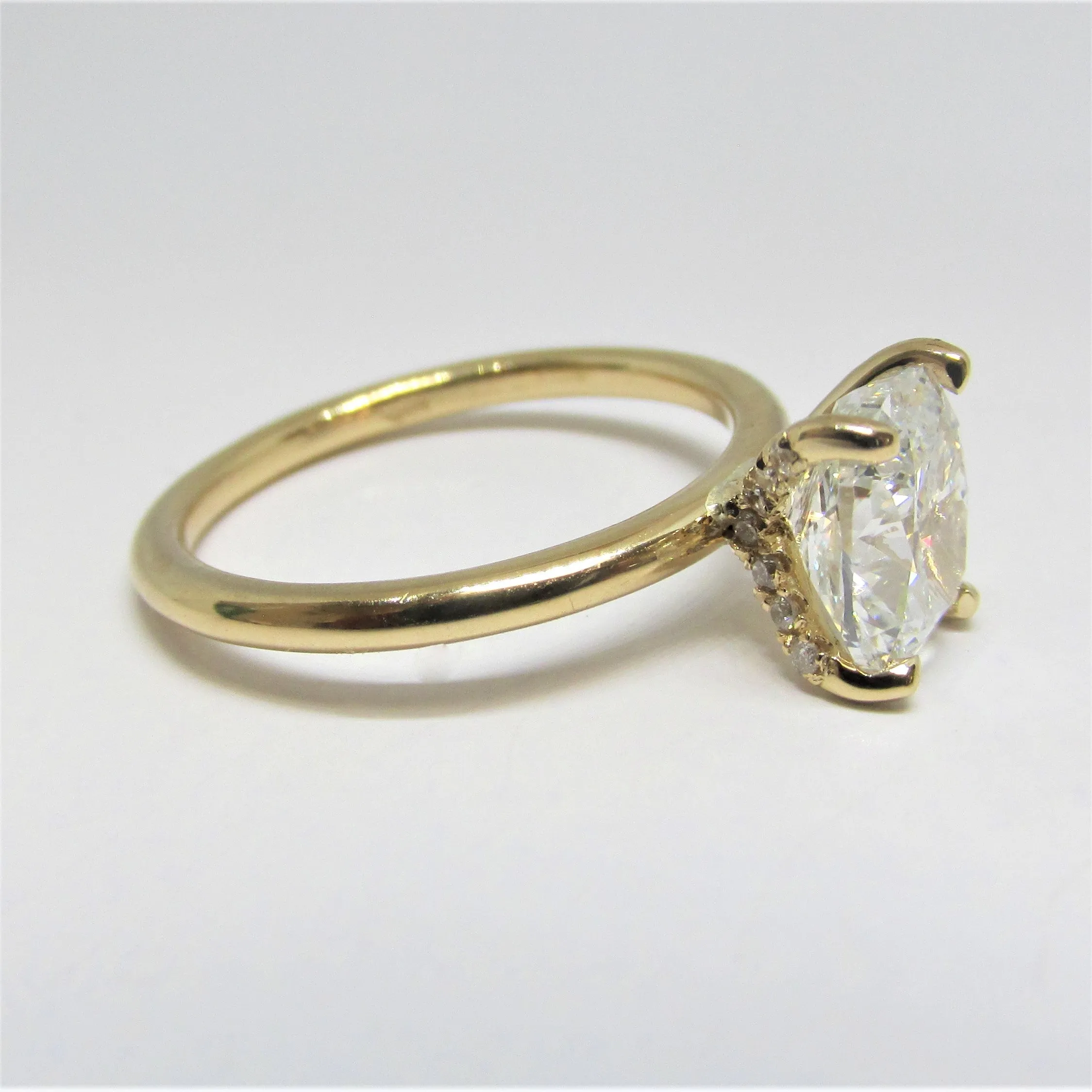 1.79ct Cushion Diamond Engagement Ring with Under Prong Accents