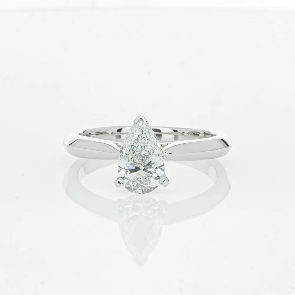 18ct White Gold 1.00ct Pear Cut Diamond Venetian Ring