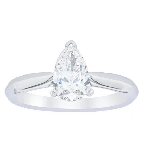 18ct White Gold 1.00ct Pear Cut Diamond Venetian Ring