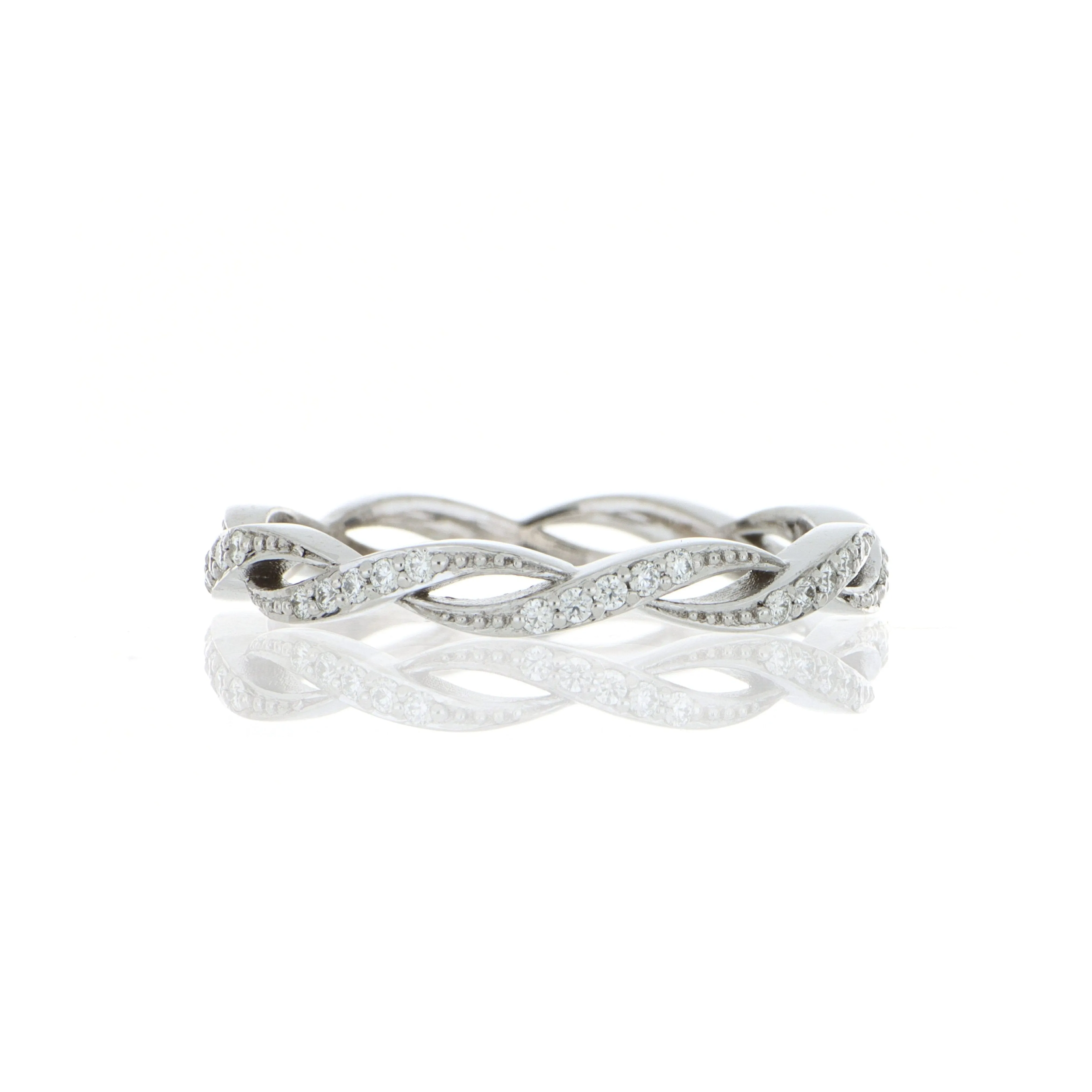 18k White Gold Diamond Weave Eternity Wedding Band