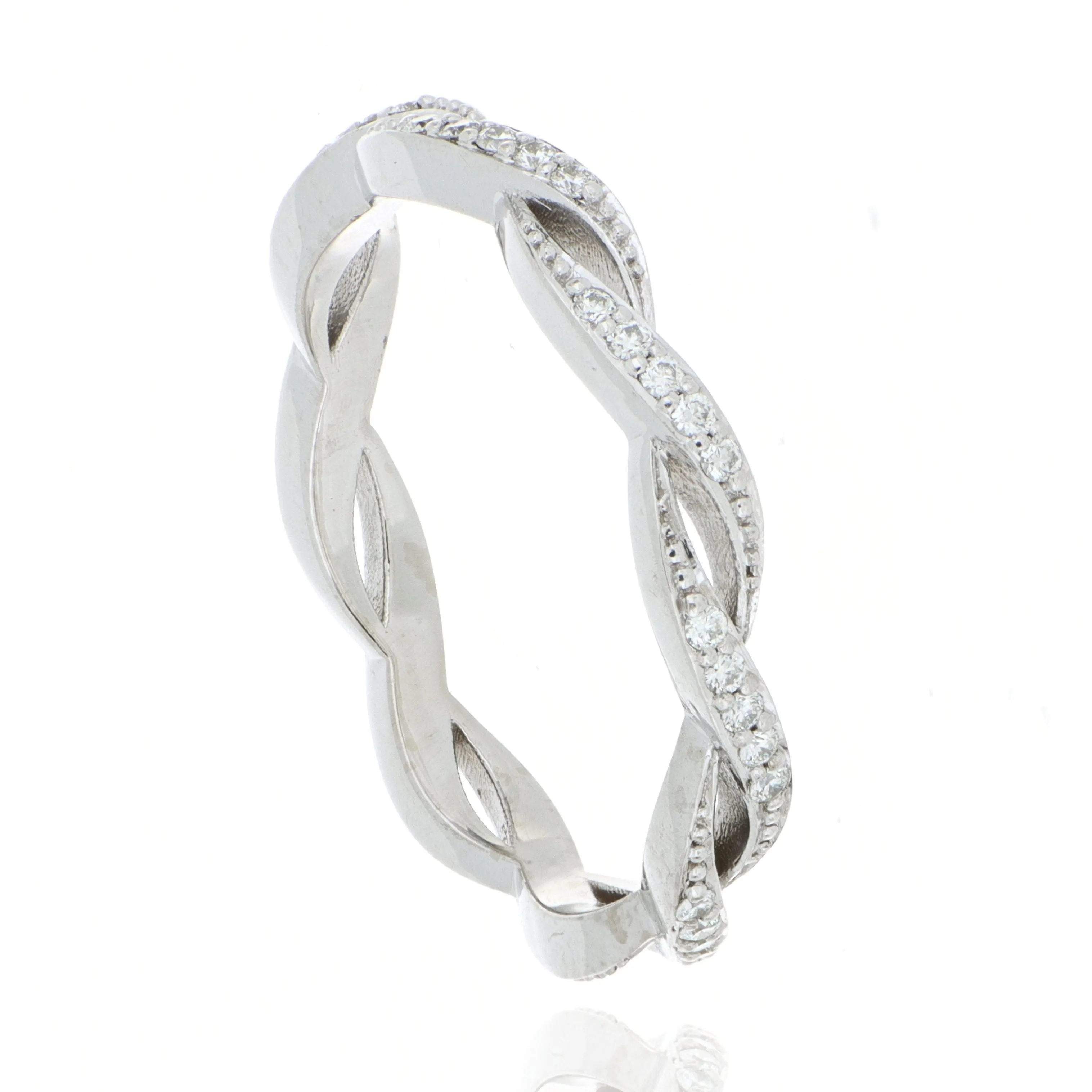 18k White Gold Diamond Weave Eternity Wedding Band