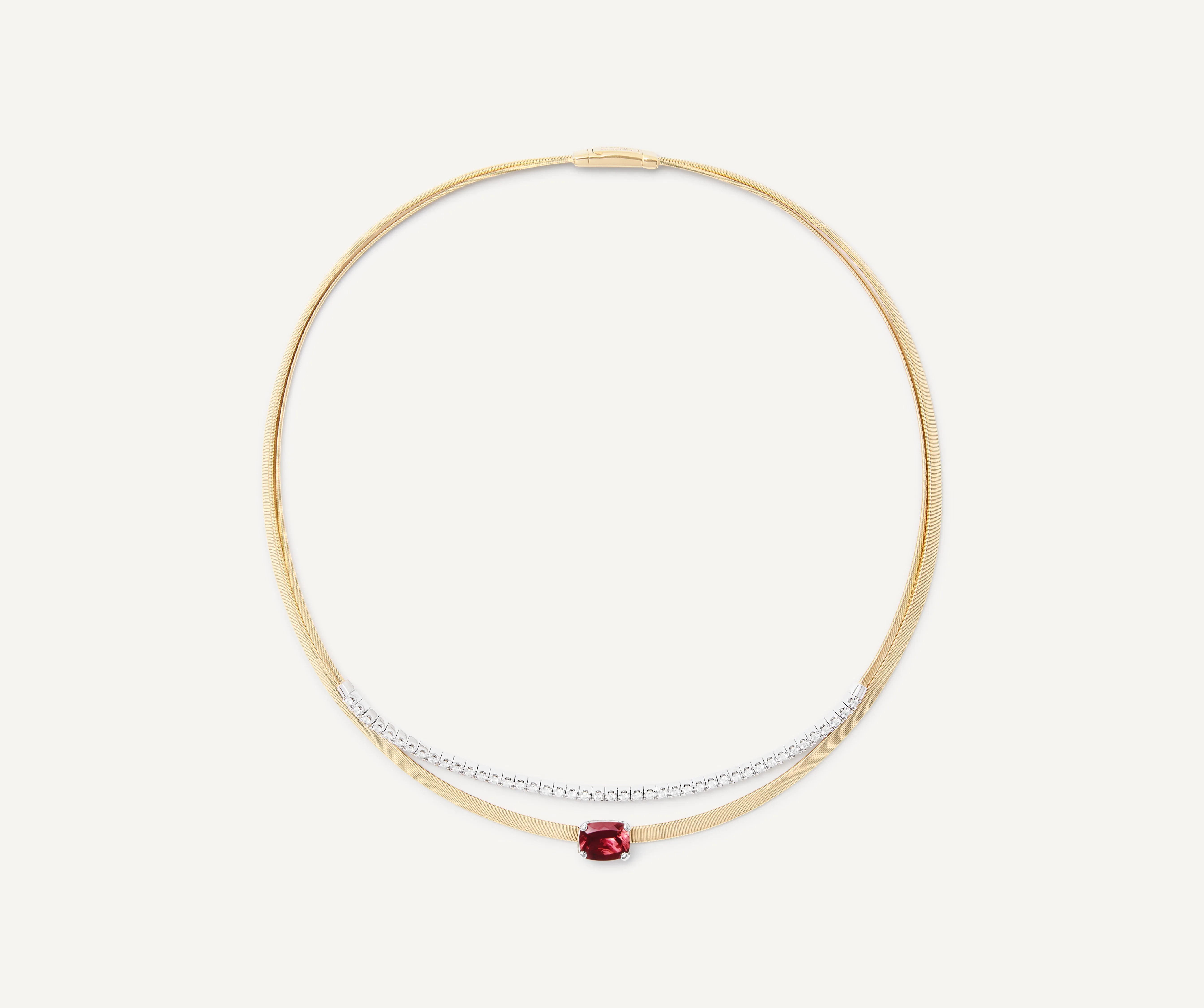 18K Yellow Gold Collar Necklace With Pink Tourmaline and Diamonds