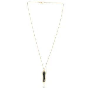 18k Yellow Gold Kite Shaped Tourmaline and Diamond Accented Necklace