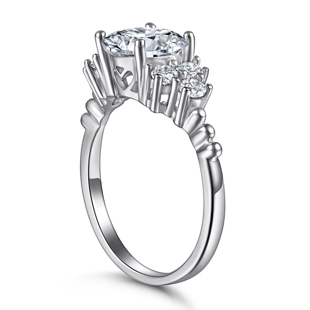 2 Carat TW Round Seven Stone Cluster Engagement Ring