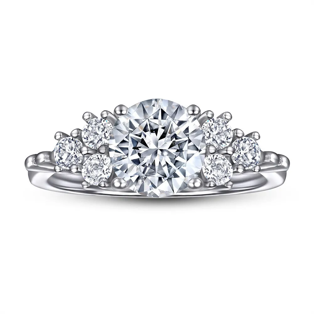 2 Carat TW Round Seven Stone Cluster Engagement Ring