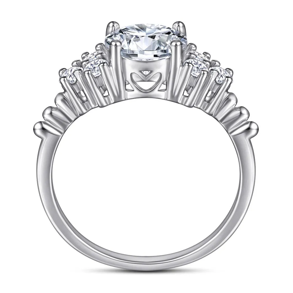 2 Carat TW Round Seven Stone Cluster Engagement Ring