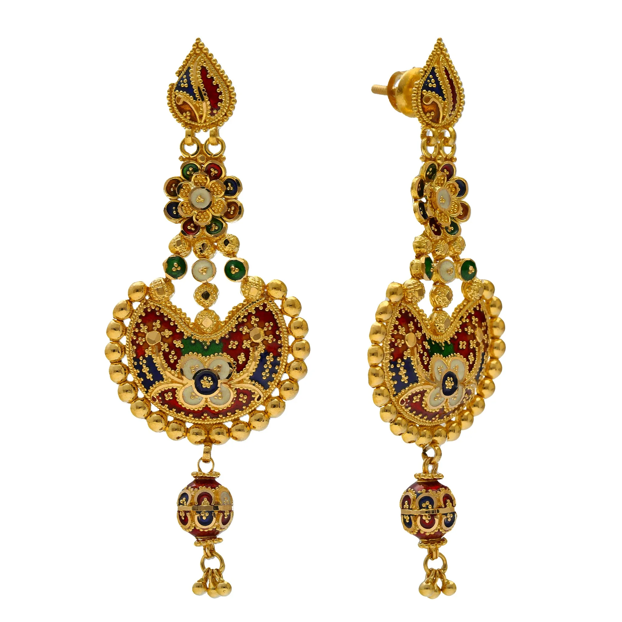 22K Gold Meenakari Jewelry Set (87.8gm)