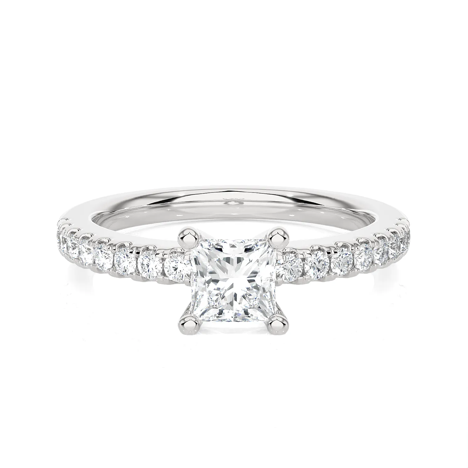 3/4 ctw Round Lab Grown Diamond Side Stone Engagement Ring