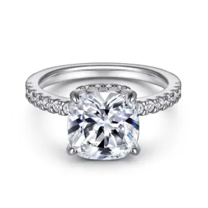 4 Carat Cushion Cut Double Hidden Halo Engagement Ring