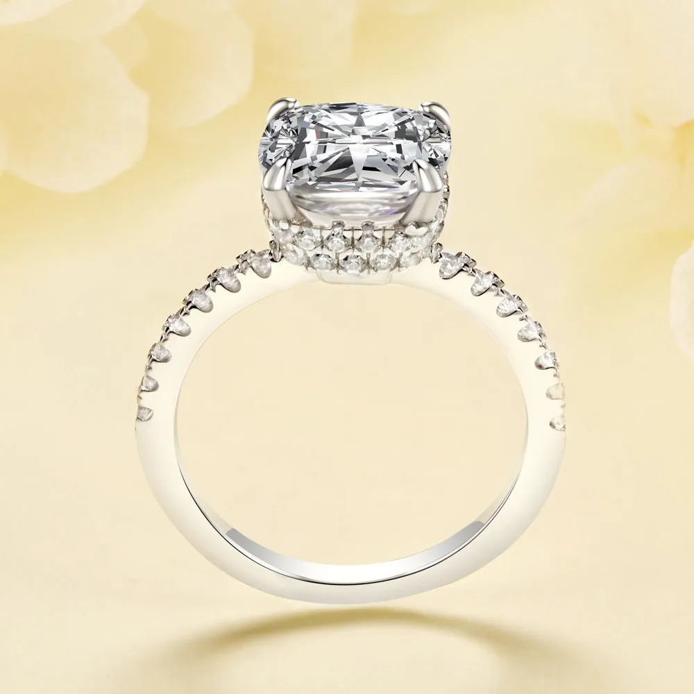 4 Carat Cushion Cut Double Hidden Halo Engagement Ring