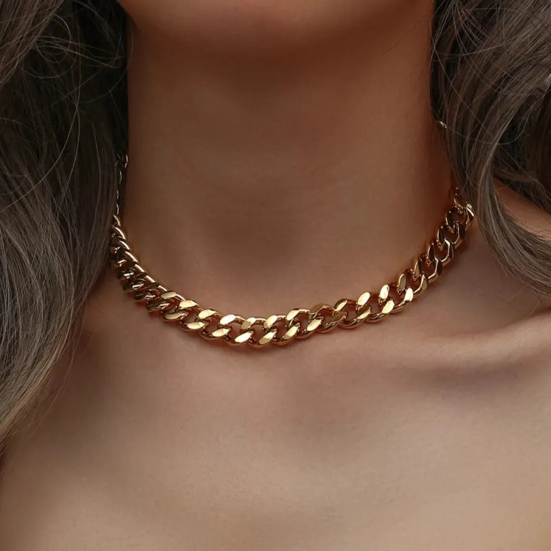 41cm-46cm 11mm Width Chunky Curb Chain Necklace