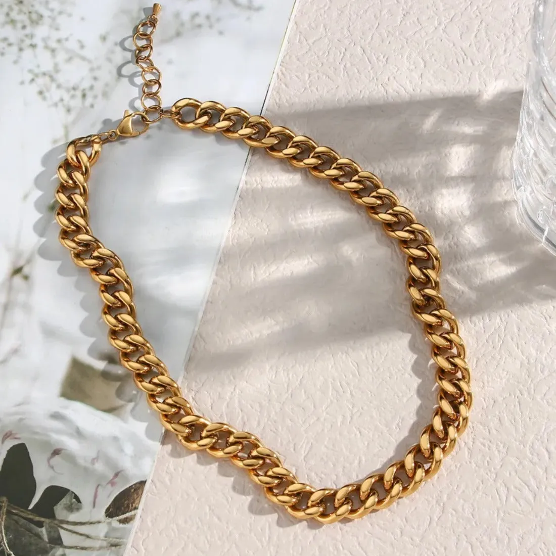 41cm-46cm 11mm Width Chunky Curb Chain Necklace