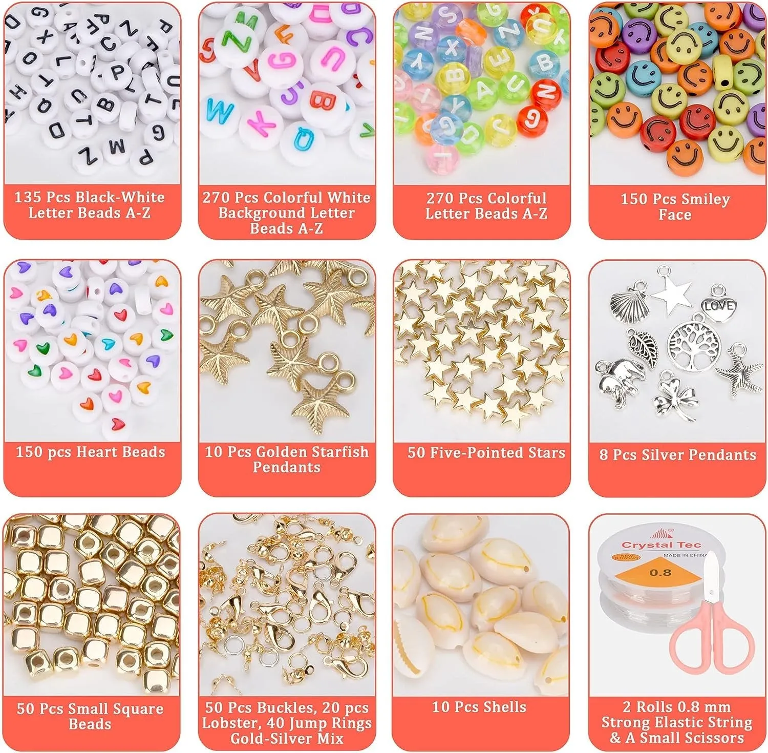 6000pcs Polymer Clay Beads Set, 24 Colors, Non-toxic, Jewelry Making Kit THELI-CRAFT