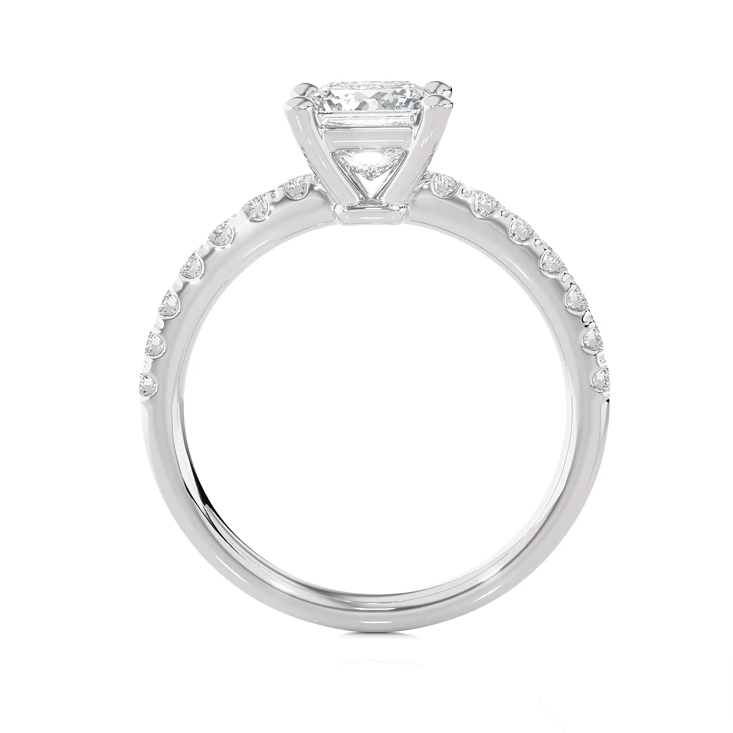 7/8 ctw Princess-Cut Lab Grown Diamond Side Stone Engagement Ring