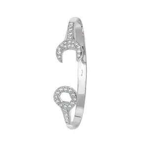 9CT White Gold Baby Spanner Zirconia Bangle BN343W