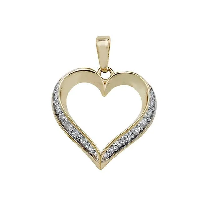 9ct Yellow Gold Heart Zirconia Pendant PN1005