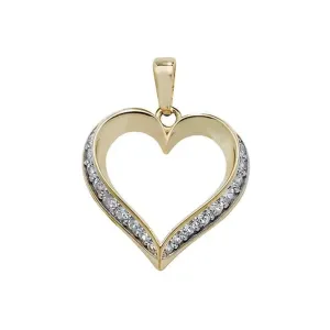 9ct Yellow Gold Heart Zirconia Pendant PN1005